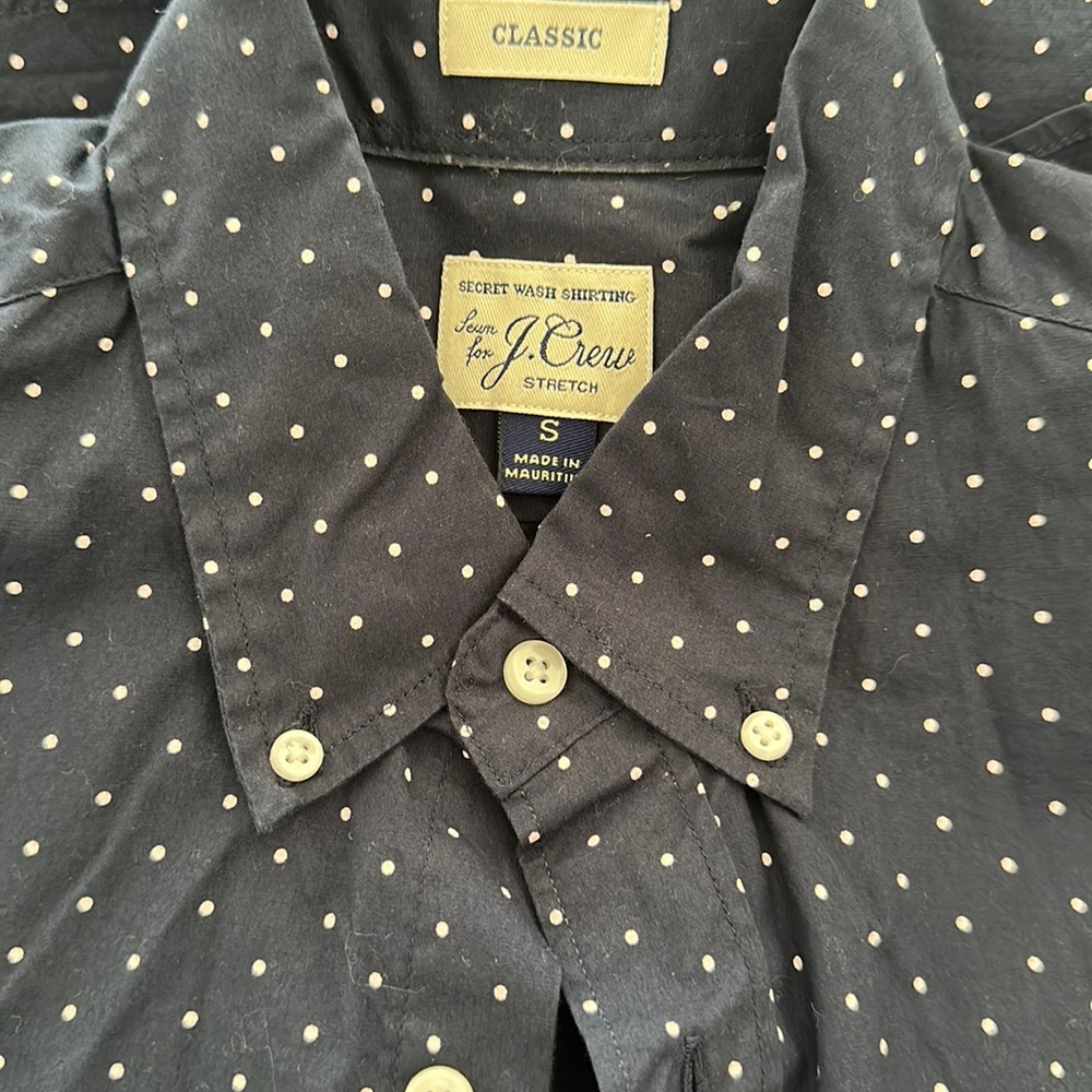 J. Crew Long-Sleeve Button Down - Classic Fit, S in Navy w/ White Dots